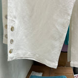 Toofan white linen button detail pants