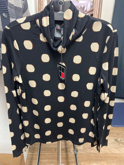 Carre noir black polka dots mock neck