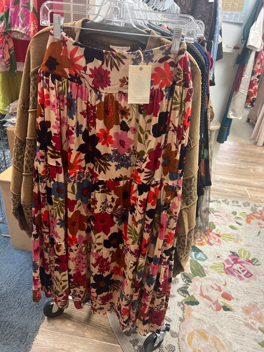 Easel velvet floral skirt