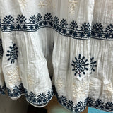 APNY white sleeveless navy embroidered dress