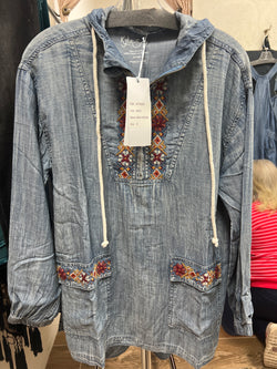 Caite & Kyla chambray Madi hoodie