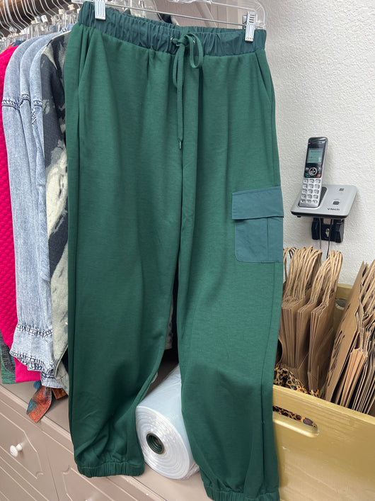 JOH hunter green ponte cargo joggers