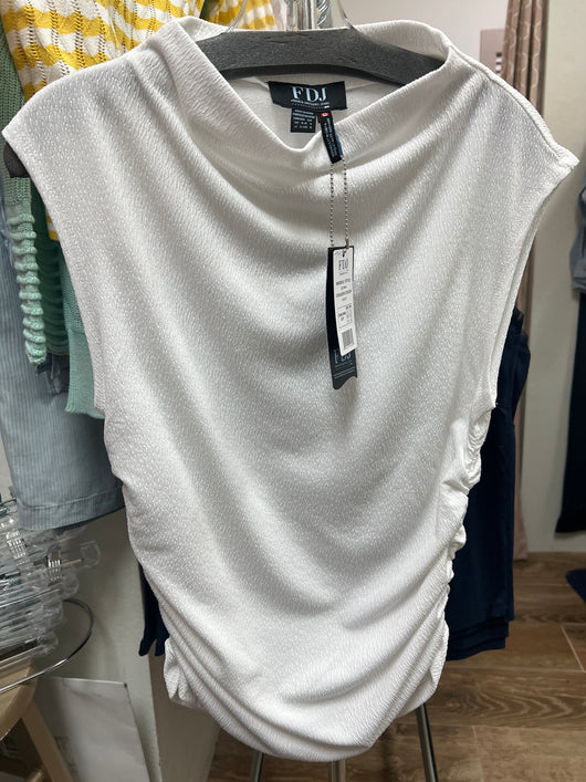 FDJ ruched cap sleeve top white