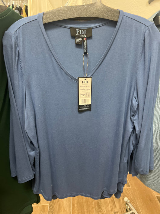 FDJ knit v neck top blueberry