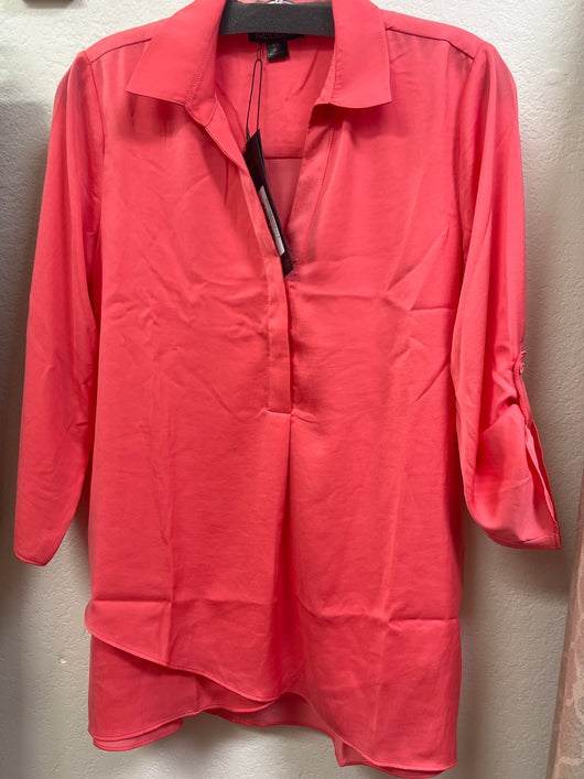 Renuar airflow collared v neck blouse corally