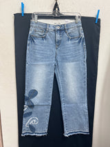 Tribal Sophia flower blue embroidered jeans
