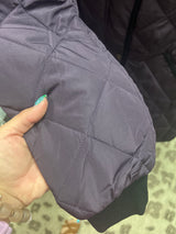 Charlie B long quilted puffer coat plum