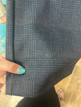 FDJ navy check plaid wide leg ponte knit pants