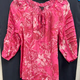 Unique spectrum pink floral peasant top