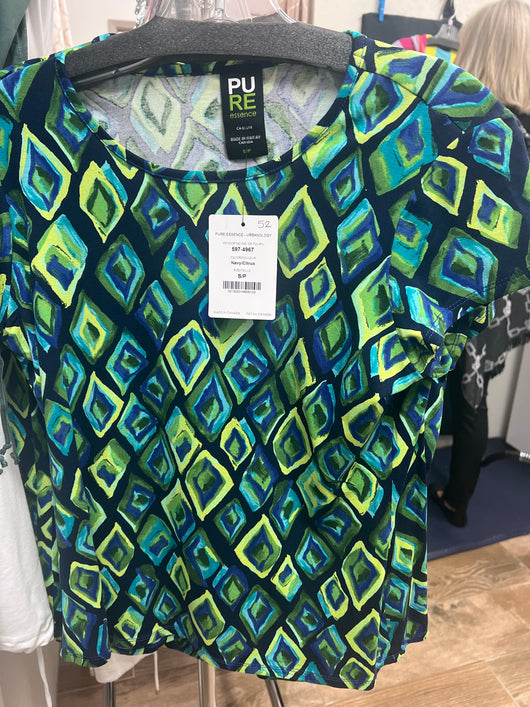 PURE navy citrus multi s/s top