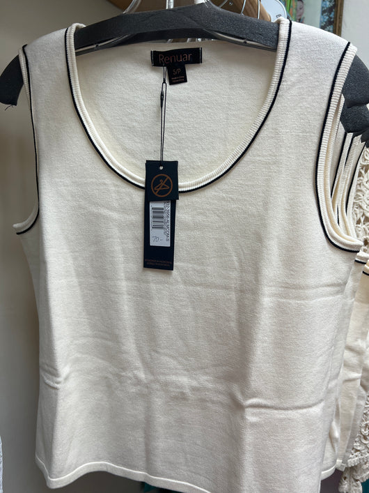 Renuar knit tank almond w/ black trim