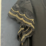 Gabby Isabella black beige lace ruffle sleeve top