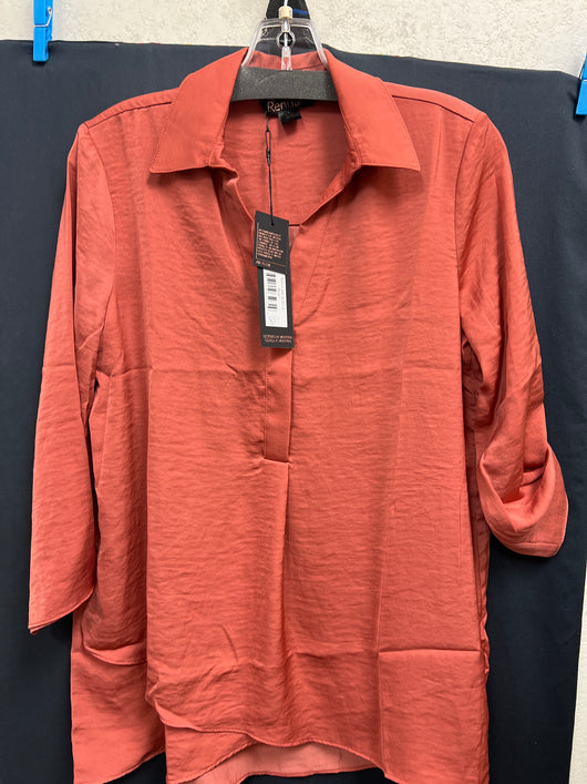 Renuar airflow collared v neck blouse rust