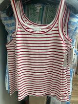 Tribal bay berry red white stripe tank