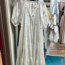 Caite white embroidered button up dress
