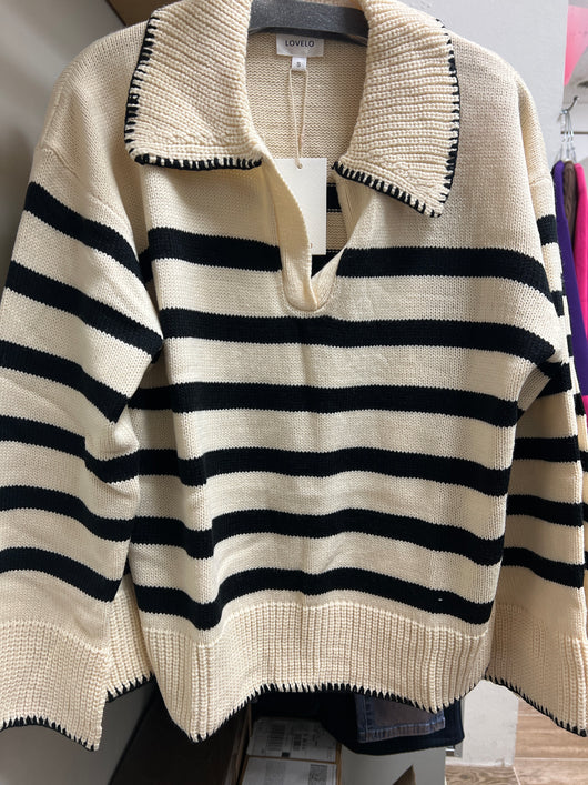 Lovelo black ivory stripe sweater