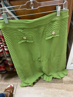AZI green ribbed skirt