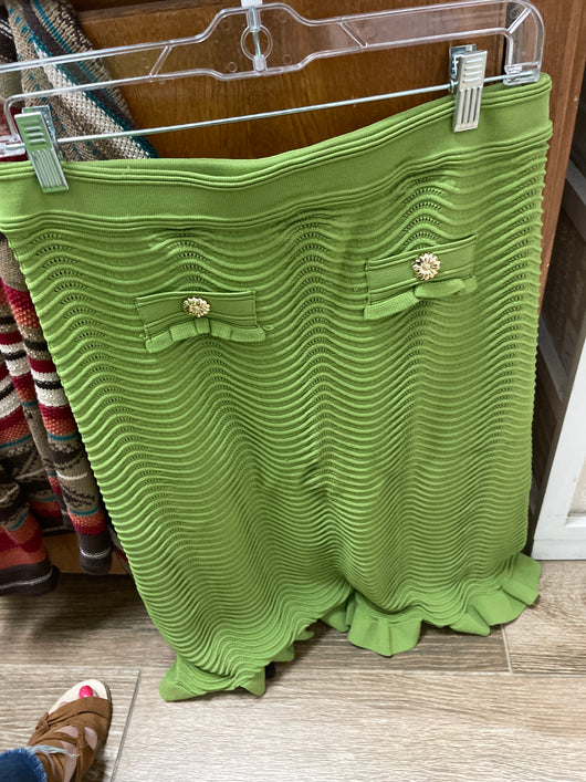 AZI green ribbed skirt