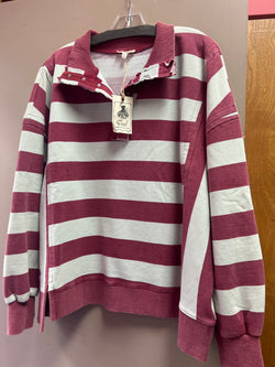 Easel burgandy rugby stripe