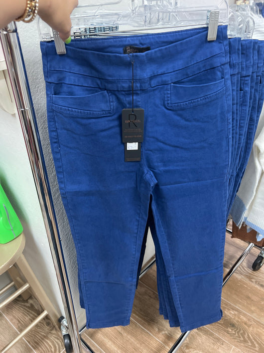 Renuar Oxford blue tencel pull on pants