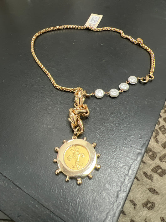 Michele Busch gold coin necklace