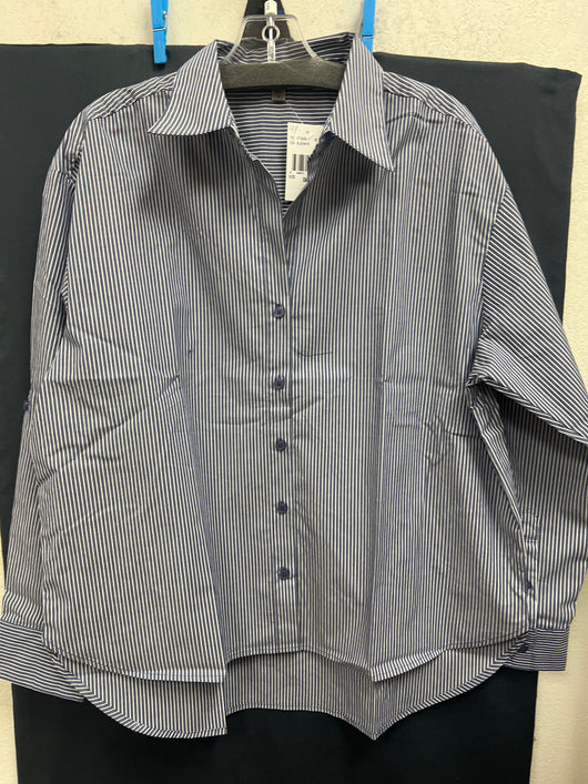 KUT blue white stripe button up shirt