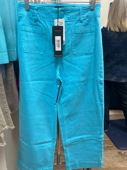 Renuar tencel wide leg crop jeans aquamarine