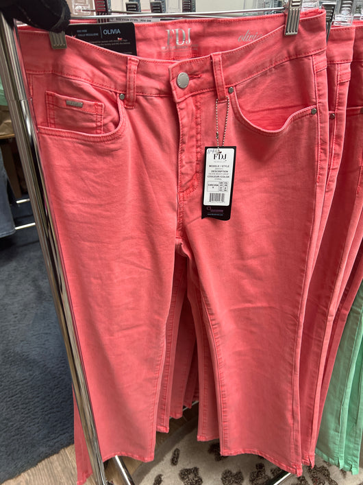 FDJ Olivia boot crop jeans coral
