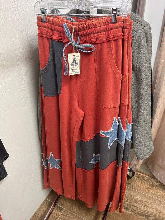 Easel vintage red star pants