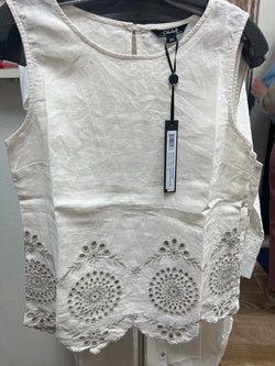 Charlie B natural beige eyelet tank