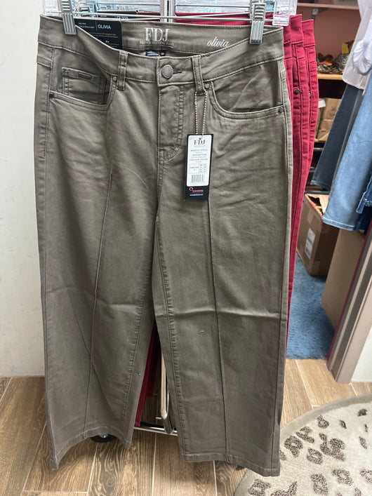 FDJ Olivia wide leg pintuck jeans taupe