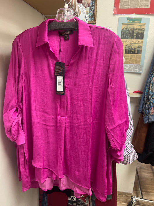 Renuar airflow v neck blouse mulberry