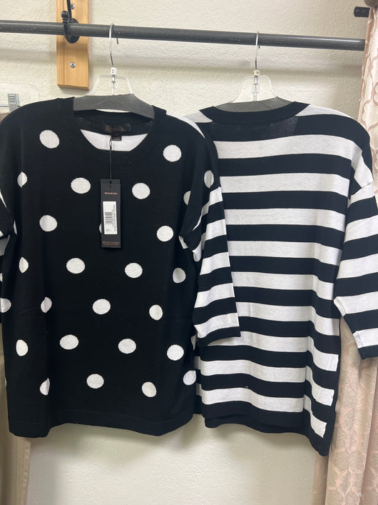 Renuar 3/4 sweater stripes & polka dots black combo