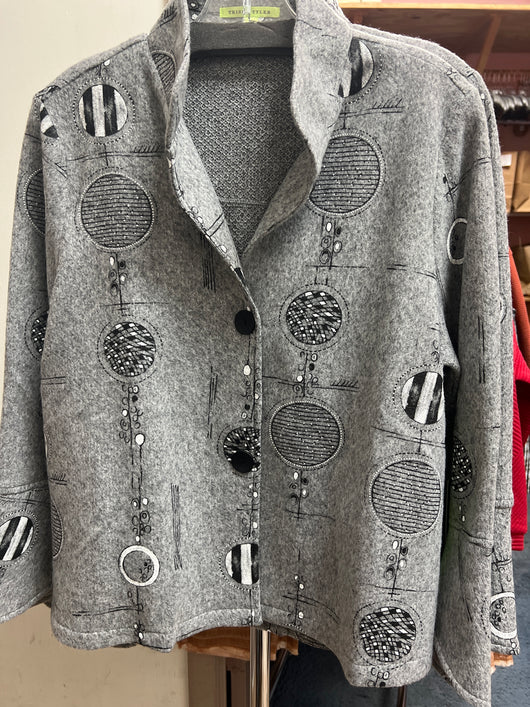 Trisha Tyler grey bell sleeve jacket