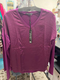 Charlie B mulberry satin v neck