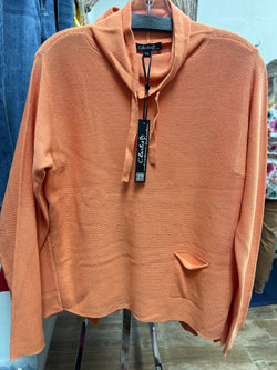 Charlie B funnel neck sweater squash orange