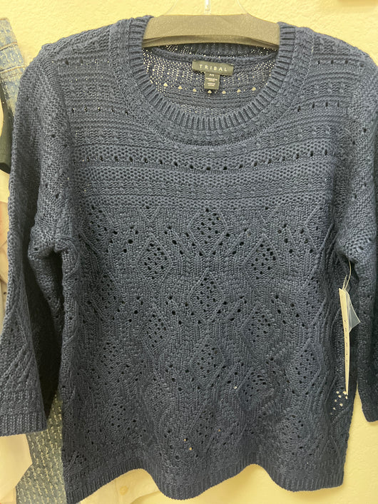 Tribal JetBlue navy 3/4 sweater
