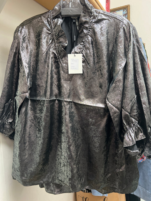 Lior silver foil ruffle shirt