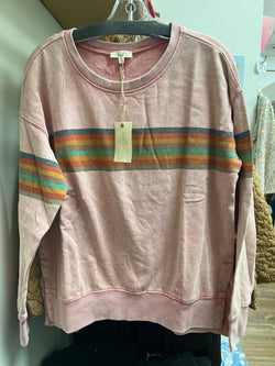 Easel mauve retro stripe top
