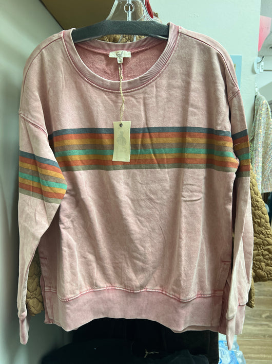Easel mauve retro stripe top