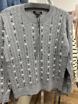 Charlie B grey floral sweater