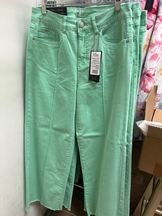 FDJ Olivia wide ankle middle pleat jeans patina green