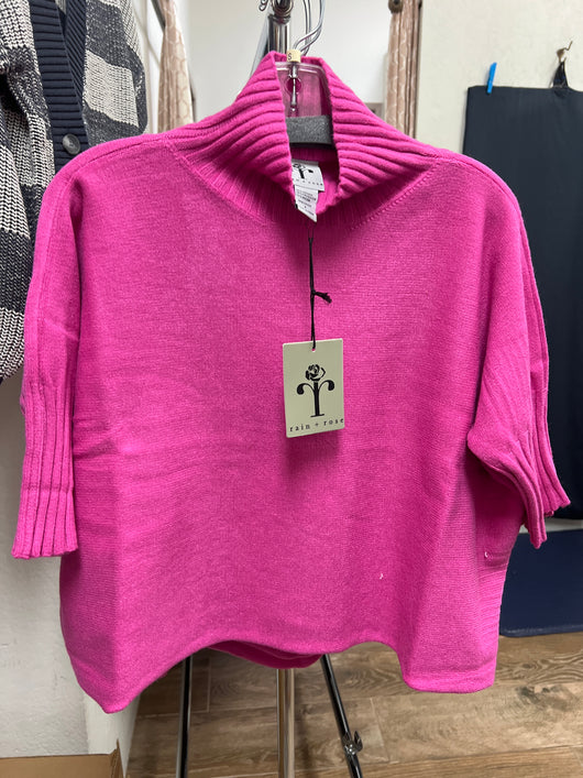 Rain & Rose fuchsia turtleneck sweater