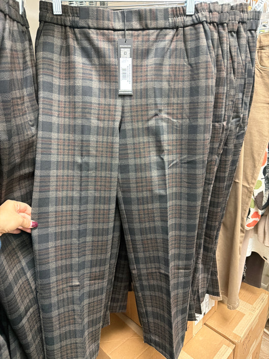 Renuar Black Combo Plaid Pants