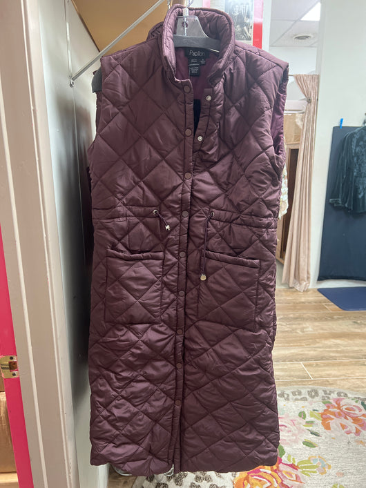 Papillon plum long puffer vest