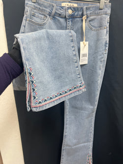 Charlie B light blue embroidered flare jeans