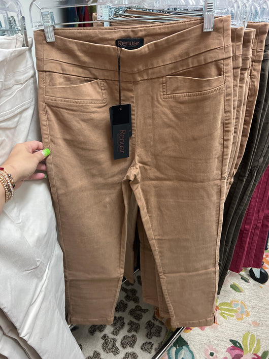 Renuar tencel pull on pant tan