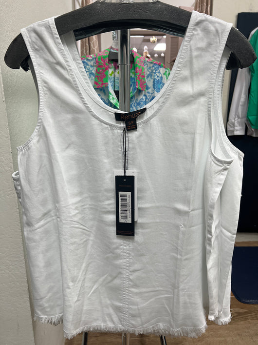 Renuar white fray tencel cami