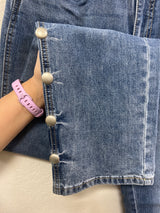 FDJ Suzanne straight ankle silver brads jeans