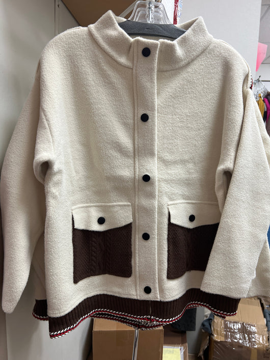 JOH beige & brown knitted sweater jacket